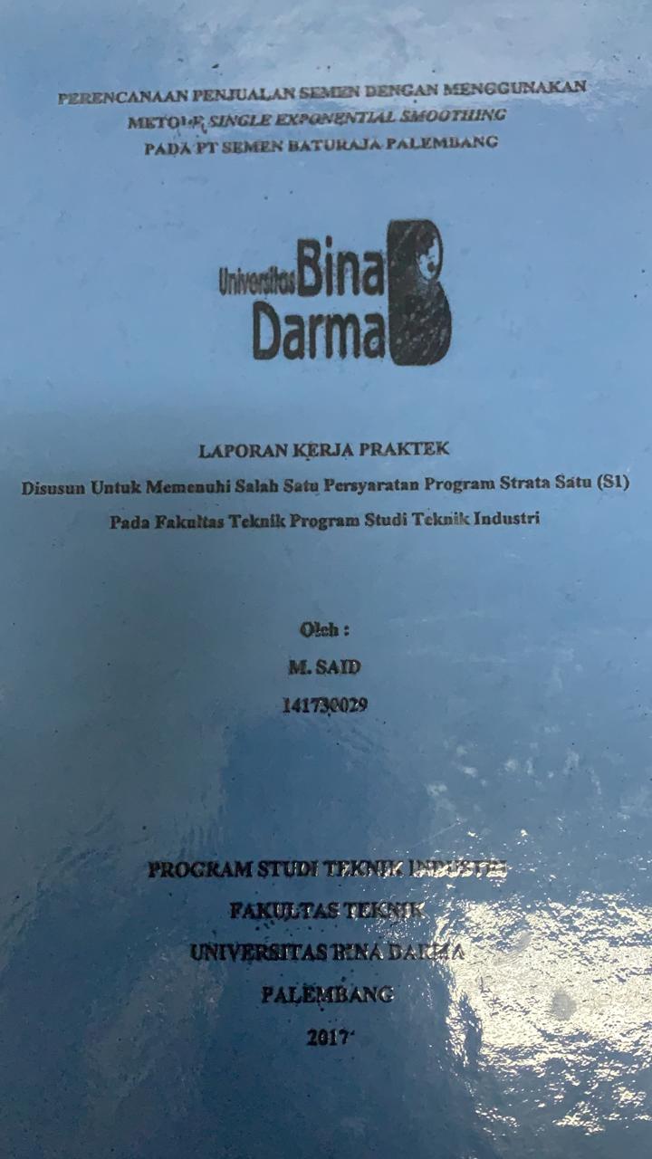 Cover PRODUCTION PLANNING CONTROL BAHAN BAKU SEMEN MENGGUNAKAN METERIAL REQUIREMENT PLANNING DI PT.SEMEN BATURAJA / ENTORIS
