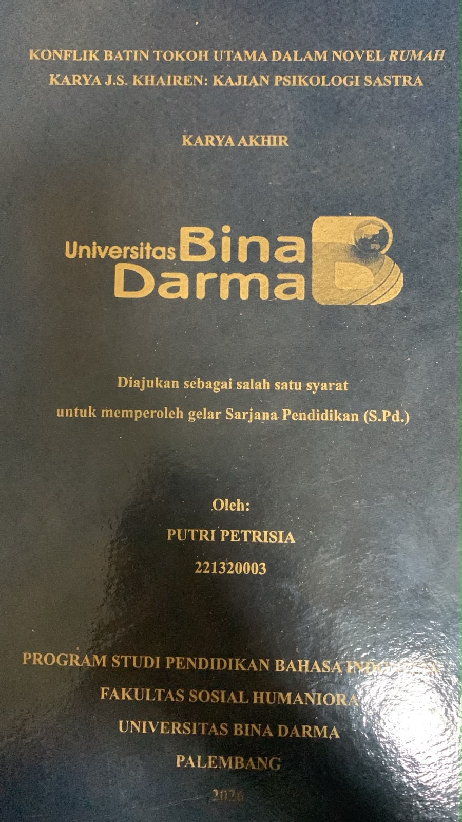 Cover Konflik Batin Tokoh Utama dalam Novel Rumah Karya J.S Khairen: Kajian Psikologi Sastra / Putri Petrisia