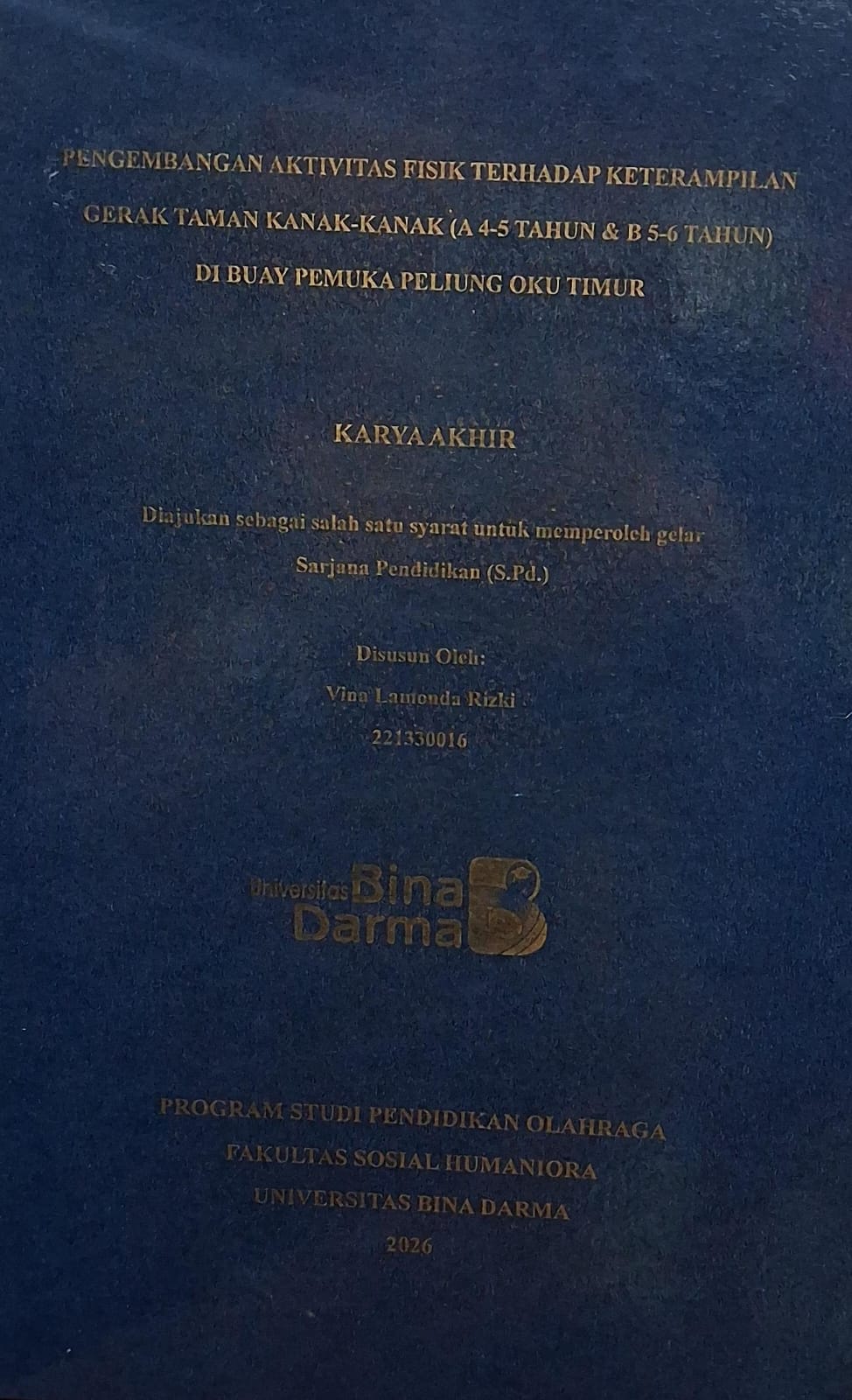 Cover Pengembangan Aktivitas Fisik Terhadap Keterampilan Gerak Taman Kanak-Kanak (A 4-5 Tahun & B 5-6 Tahun) di Buay Pemuka Peliung OKU Timur / Vina Lamonda Rizki